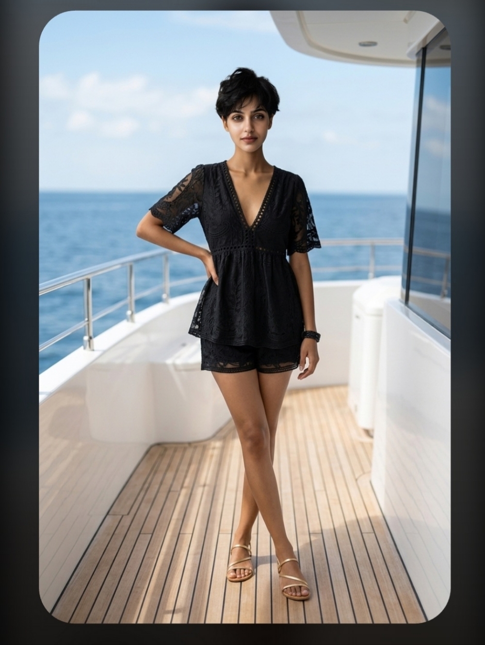 Wicky L's Black Lace V-Neck Dress